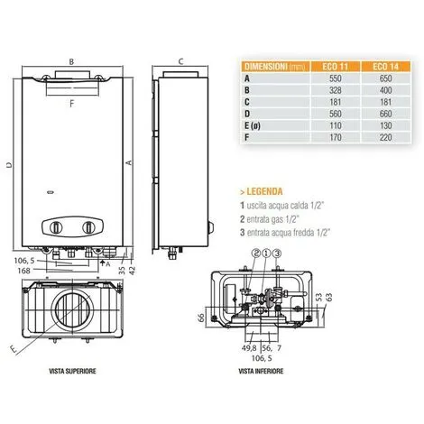 Chauffe-eau Mural Ferroli ZEFIRO ECO 14 Méthane GCA1PKAA 2 Chauffe-eau Mural Ferroli ZEFIRO ECO 14 Méthane GCA1PKAA – Image 2